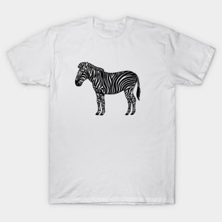 Zebra Ink Art - cool African animal design - on white T-Shirt